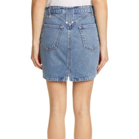 GRLFRND STUDDED DENIM HIGH WAIST MINI SKIRT NWT - Picture 4 of 9